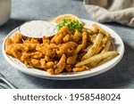 Homemade Fried Clam Strips with Fries and Tartar Sauce