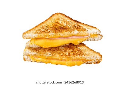 Homemade fried ham and cheese sandwich Isolated on white background, Top view - Powered by Shutterstock