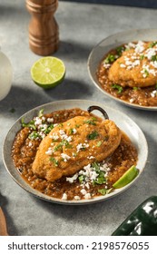 Homemade Fried Poblano Chili Relleno Stuffed with Cheese