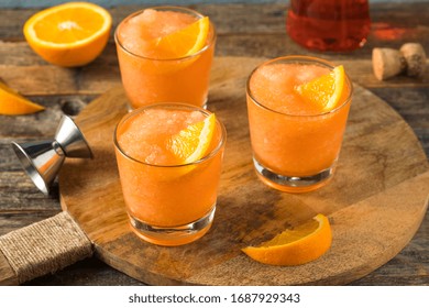 Homemade Frozen Aperol Spritz Slushy with an Orange