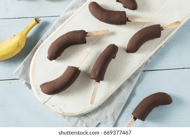 Homemade Frozen Chocolate Covered Bananas On A Stick