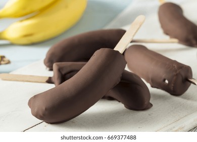 Homemade Frozen Chocolate Covered Bananas On A Stick