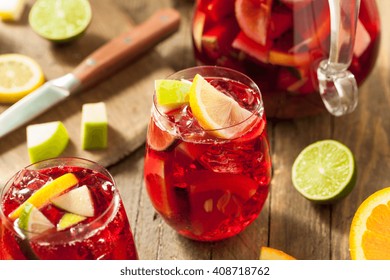 Homemade Fruity Spanish Red Sangria With Apples And Citrus