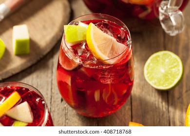 Homemade Fruity Spanish Red Sangria With Apples And Citrus