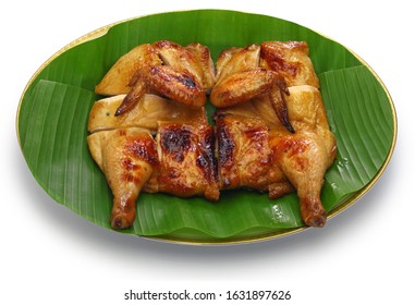 homemade gai yang, thai style grilled chicken isolated on white background