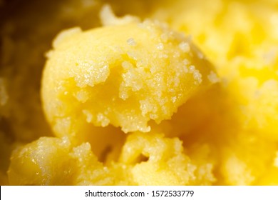 Homemade ghee closeup. Ayurveda. Space for text. No people