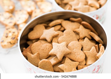 Homemade Gingerbread Cookies In Tin Can