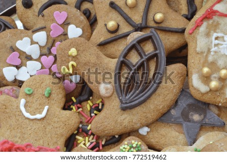 Homemade gingerbreads decorated by child