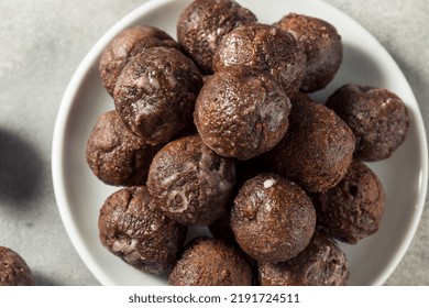 Homemade Glazed Chocolate Donut Holes For Breakfast