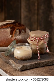 Homemade Goose Lard With Onion And Bread. 