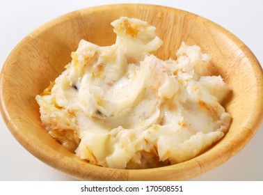 Homemade Goose Lard In A Wooden Bowl