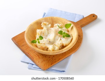 Homemade Goose Lard In A Wooden Bowl