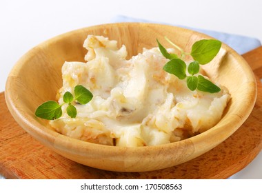 Homemade Goose Lard In A Wooden Bowl