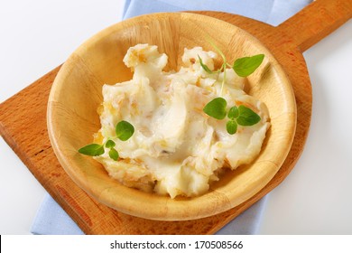 Homemade Goose Lard In A Wooden Bowl