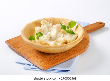 Homemade Goose Lard In A Wooden Bowl