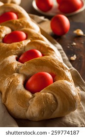 Homemade Greek Easter Bread With Red Eggs