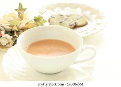 Homemade Green Tea Chocolate Cookie And Royal Milk Tea