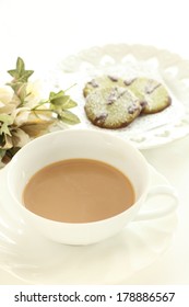 Homemade Green Tea Chocolate Cookie And Royal Milk Tea