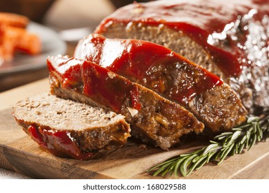 Homemade Ground Beef Meatloaf With Ketchup And Spices