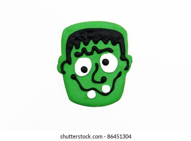 Homemade Halloween Frankenstein Sugar Cookie isolated on white background - Powered by Shutterstock