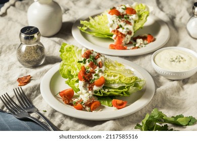 Homemade Healthy Iceberg Wedge Salad with Blue Cheese Dressing