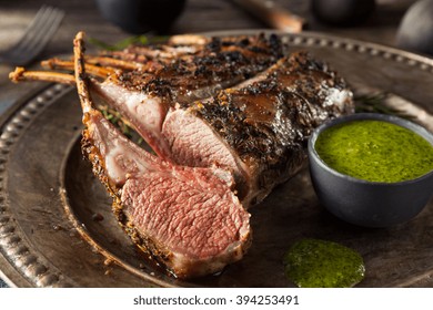 Homemade Herb Roast Lamb with Green Sauce