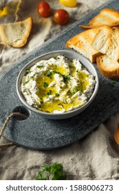 Homemade Herby Goat Cheese Dip With Toast And Tomato