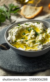 Homemade Herby Goat Cheese Dip With Toast And Tomato