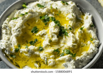 Homemade Herby Goat Cheese Dip With Toast And Tomato