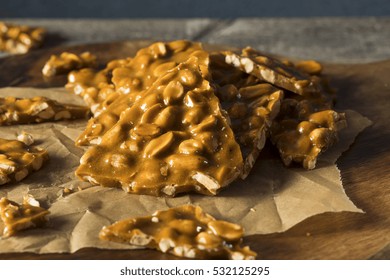 Homemade Holiday Peanut Brittle Broken Into Pieces