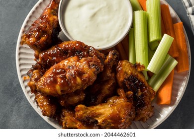 Homemade Honey BBQ Chicken Wings With Blue Cheese Dip