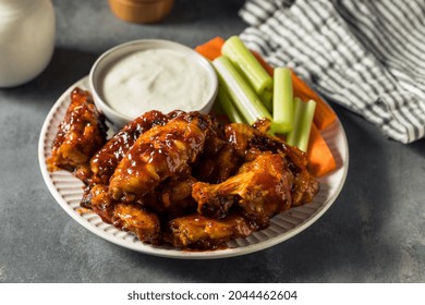 Homemade Honey BBQ Chicken Wings With Blue Cheese Dip