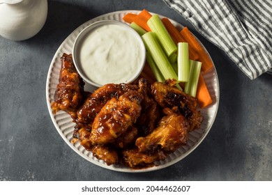 Homemade Honey BBQ Chicken Wings With Blue Cheese Dip