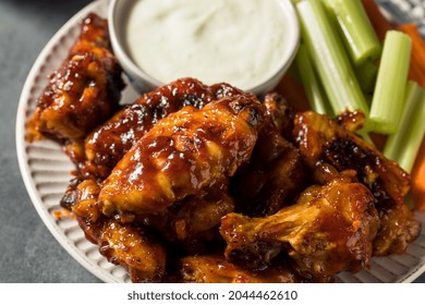 Homemade Honey BBQ Chicken Wings With Blue Cheese Dip