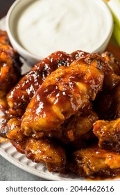 Homemade Honey BBQ Chicken Wings With Blue Cheese Dip