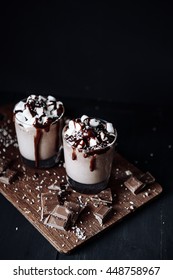 Homemade Hot Chocolate. A Cup With Hot Chocolate, Marshmallows And Bar Chocolate.