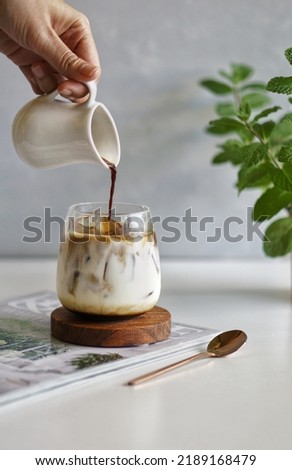 Homemade iced coffee with palm sugar