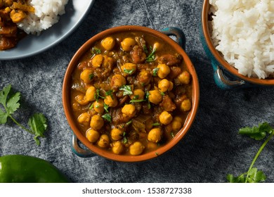 Homemade Indian Chickpea Chana Masala With Rice And Roti