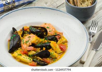 Homemade Italian Seafood Cioppino. Seafood Stew.  Bouillabaisse 