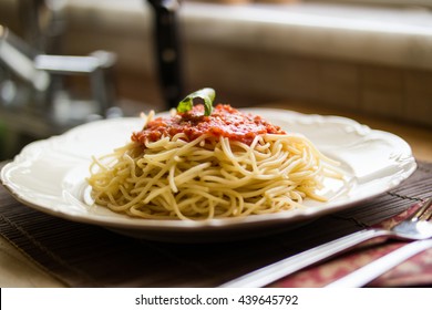 Homemade italian spaghetti bolognese