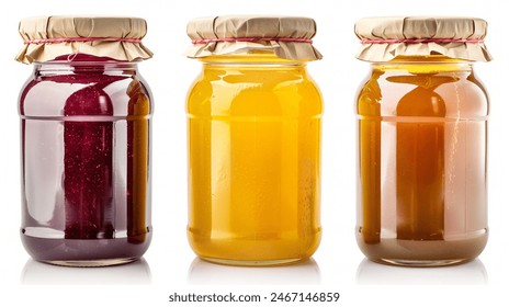 homemade jam in glass canning jars isolated on white - Powered by Shutterstock