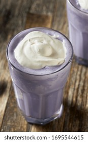 Homemade Japanese Purple Ube Milkshake With Whipped Cream