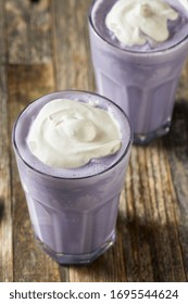 Homemade Japanese Purple Ube Milkshake With Whipped Cream