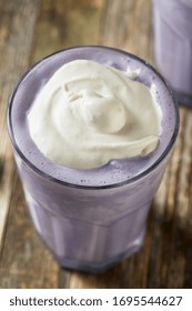 Homemade Japanese Purple Ube Milkshake With Whipped Cream