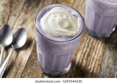 Homemade Japanese Purple Ube Milkshake With Whipped Cream