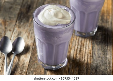 Homemade Japanese Purple Ube Milkshake With Whipped Cream