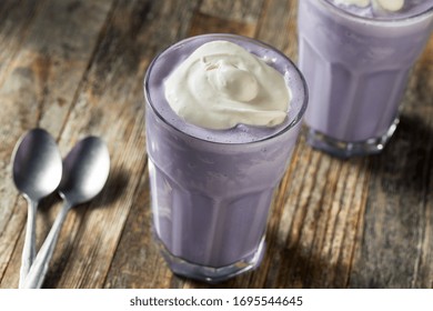 Homemade Japanese Purple Ube Milkshake With Whipped Cream