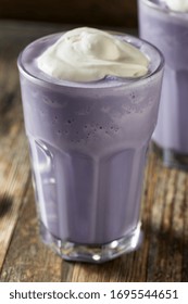 Homemade Japanese Purple Ube Milkshake With Whipped Cream