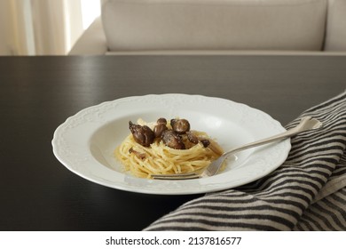 Homemade Japanese Shimeji Mushroom And Smoked Oyster Spaghetti 