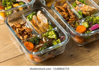 Homemade Keto Chicken Meal Prep with Veggies in a Container - Shutterstock ID 1168866715